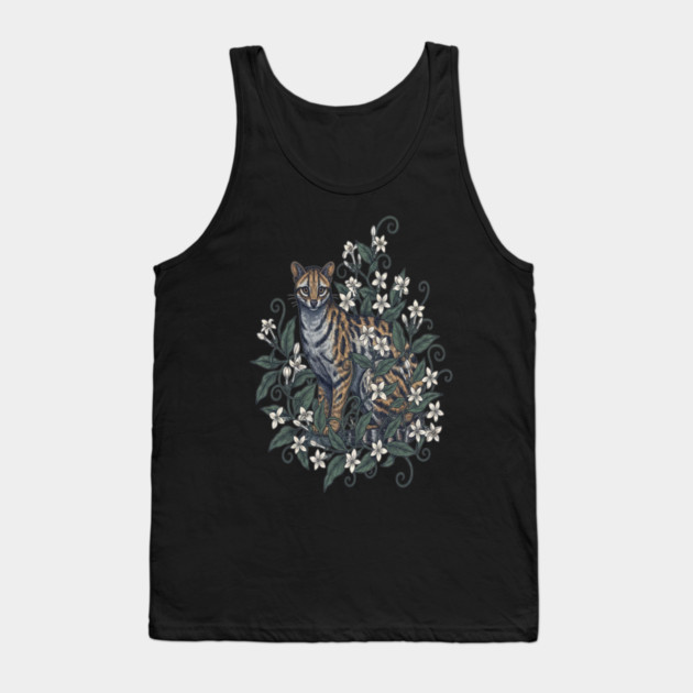 Civet Cat with Jasmine Vine Blooms Tank Top by BirdsnStuff