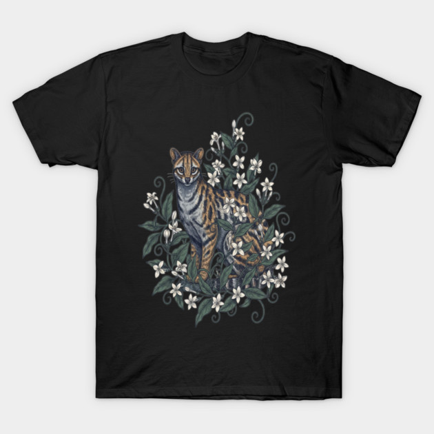 Civet Cat with Jasmine Vine Blooms T-Shirt by BirdsnStuff
