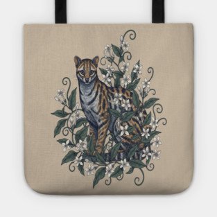 Civet Cat with Jasmine Vine Blooms Tote