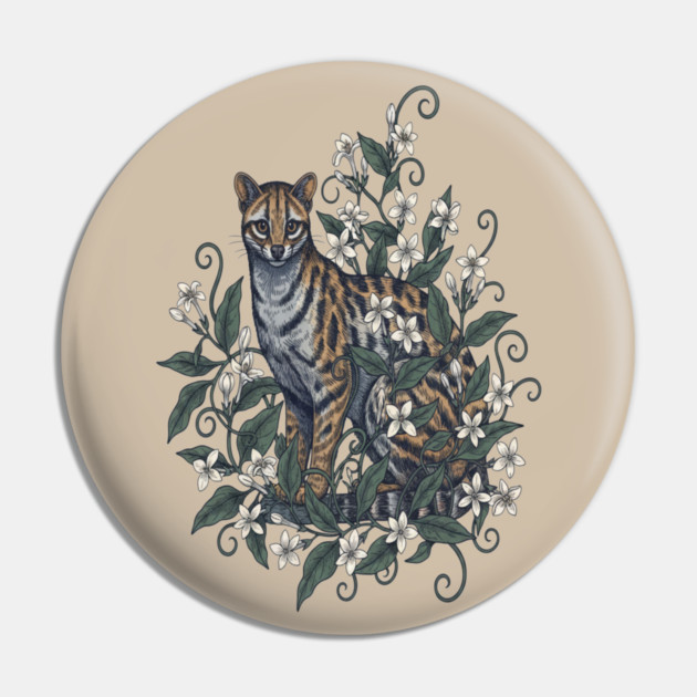Civet Cat with Jasmine Vine Blooms Pin by BirdsnStuff