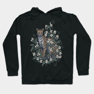Civet Cat with Jasmine Vine Blooms Hoodie