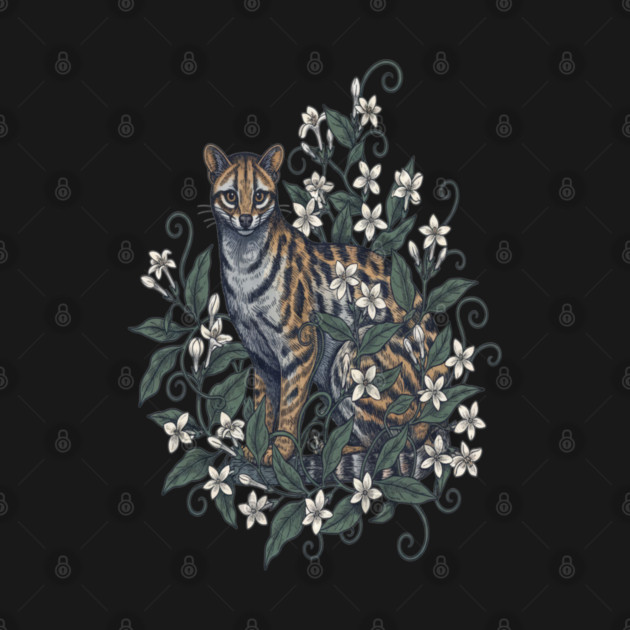 Civet Cat with Jasmine Vine Blooms by BirdsnStuff
