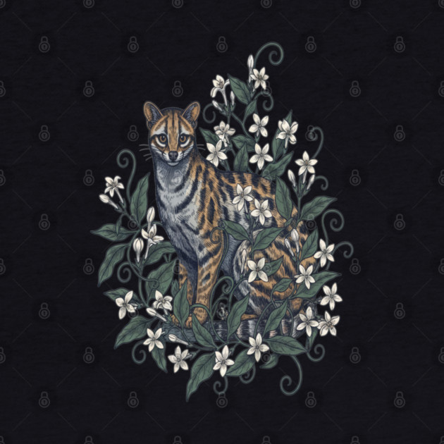 Civet Cat with Jasmine Vine Blooms by BirdsnStuff
