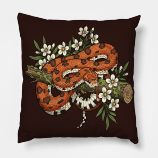 Corn Snake with Forest Wildflowers Pillow
