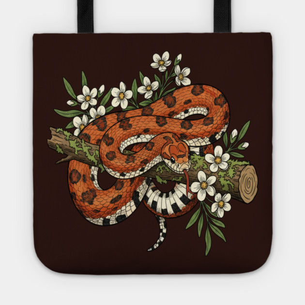 Corn Snake with Forest Wildflowers Tote by BirdsnStuff
