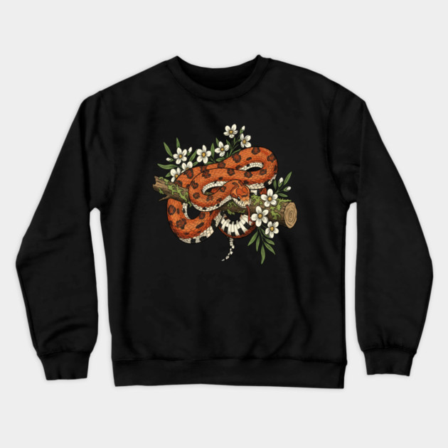 Corn Snake with Forest Wildflowers Crewneck Sweatshirt by BirdsnStuff