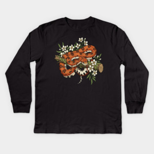 Corn Snake with Forest Wildflowers Kids Long Sleeve T-Shirt