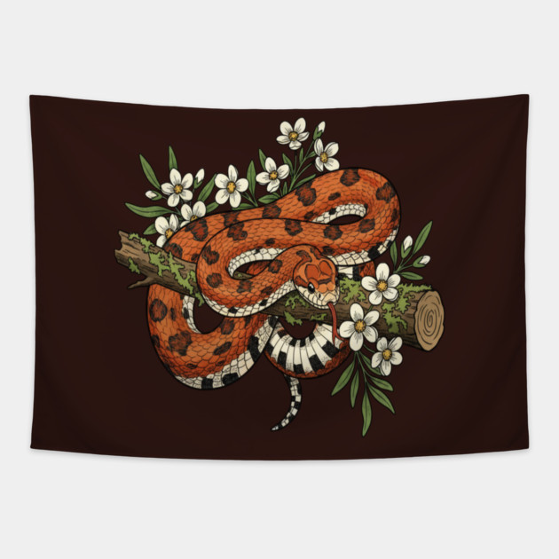 Corn Snake with Forest Wildflowers Tapestry by BirdsnStuff