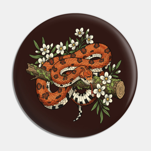 Corn Snake with Forest Wildflowers Pin by BirdsnStuff