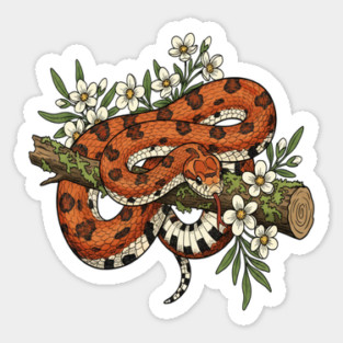 Corn Snake with Forest Wildflowers Sticker