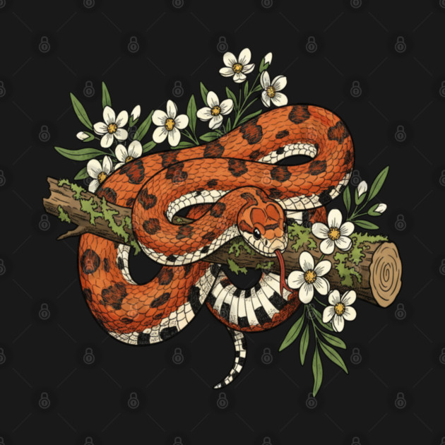 Corn Snake with Forest Wildflowers by BirdsnStuff