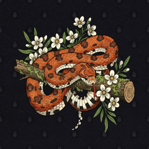 Corn Snake with Forest Wildflowers by BirdsnStuff