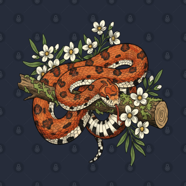 Corn Snake with Forest Wildflowers by BirdsnStuff
