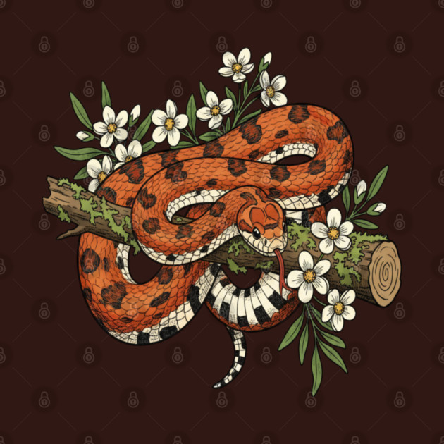 Corn Snake with Forest Wildflowers by BirdsnStuff