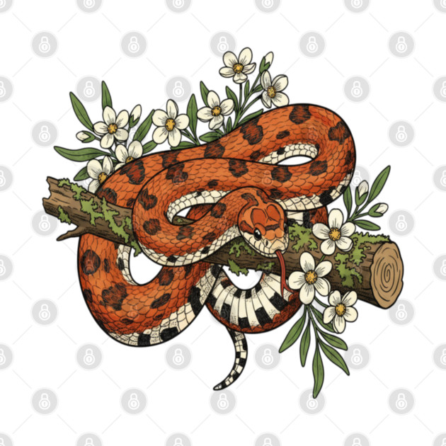 Corn Snake with Forest Wildflowers by BirdsnStuff