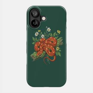 Orange Corn Snake with Forest Flowers Phone Case