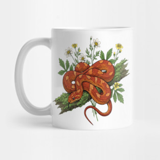 Orange Corn Snake with Forest Flowers Mug