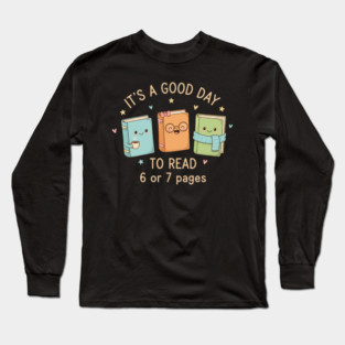 Pages Six Seven Bookish Meme Cute Reading 67 Aesthetic Design Long Sleeve T-Shirt