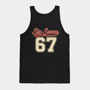 Number 67 Six Seven Baseball Jersey Style Team 67 Meme Sports Design Tank Top