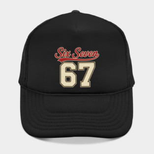 Number 67 Six Seven Baseball Jersey Style Team 67 Meme Sports Design Hat