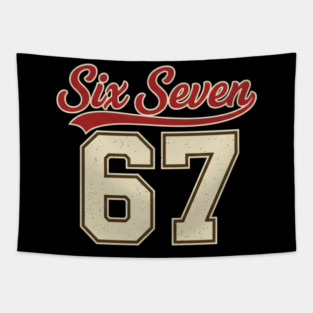 Number 67 Six Seven Baseball Jersey Style Team 67 Meme Sports Design Tapestry