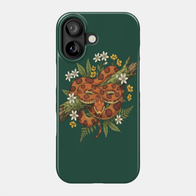 Corn Snake with Fern Woodland Flowers Phone Case by BirdsnStuff