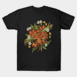 Corn Snake with Fern Woodland Flowers T-Shirt