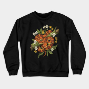 Corn Snake with Fern Woodland Flowers Crewneck Sweatshirt