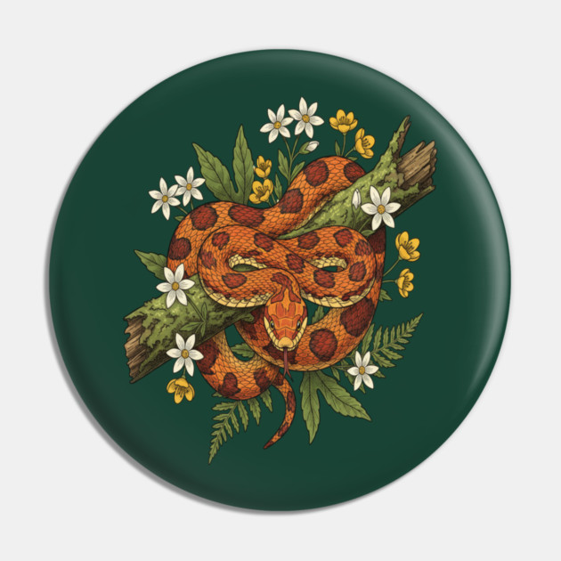 Corn Snake with Fern Woodland Flowers Pin by BirdsnStuff