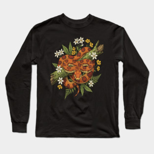 Corn Snake with Fern Woodland Flowers Long Sleeve T-Shirt