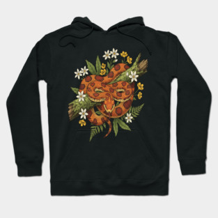 Corn Snake with Fern Woodland Flowers Hoodie
