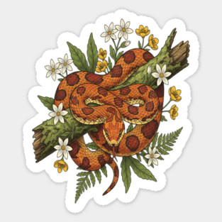Corn Snake with Fern Woodland Flowers Sticker