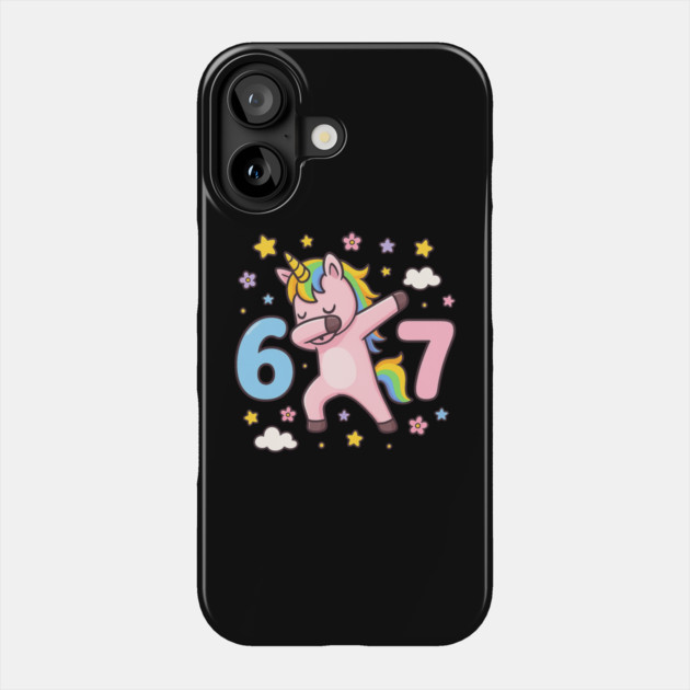 67 Meme Unicorn Girl Six Seven Brainrot Cute Gen Alpha Design Phone Case by ArtistTee ⭐⭐⭐⭐⭐
