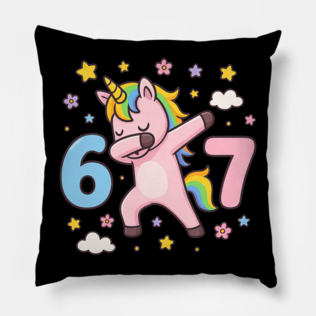 67 Meme Unicorn Girl Six Seven Brainrot Cute Gen Alpha Design Pillow by ArtistTee ⭐⭐⭐⭐⭐