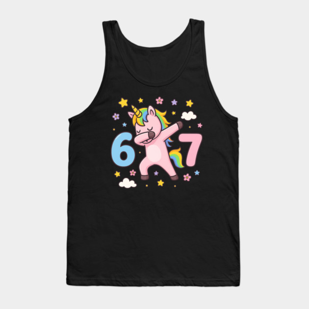 67 Meme Unicorn Girl Six Seven Brainrot Cute Gen Alpha Design Tank Top by ArtistTee ⭐⭐⭐⭐⭐