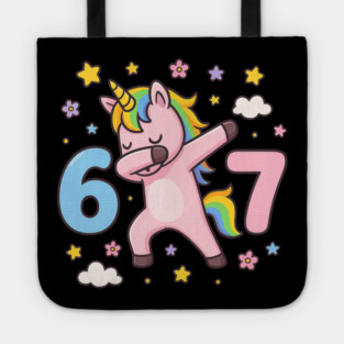 67 Meme Unicorn Girl Six Seven Brainrot Cute Gen Alpha Design Tote