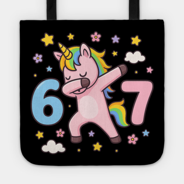 67 Meme Unicorn Girl Six Seven Brainrot Cute Gen Alpha Design Tote by ArtistTee ⭐⭐⭐⭐⭐