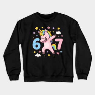 67 Meme Unicorn Girl Six Seven Brainrot Cute Gen Alpha Design Crewneck Sweatshirt