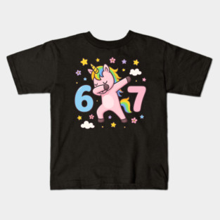 67 Meme Unicorn Girl Six Seven Brainrot Cute Gen Alpha Design Kids T-Shirt