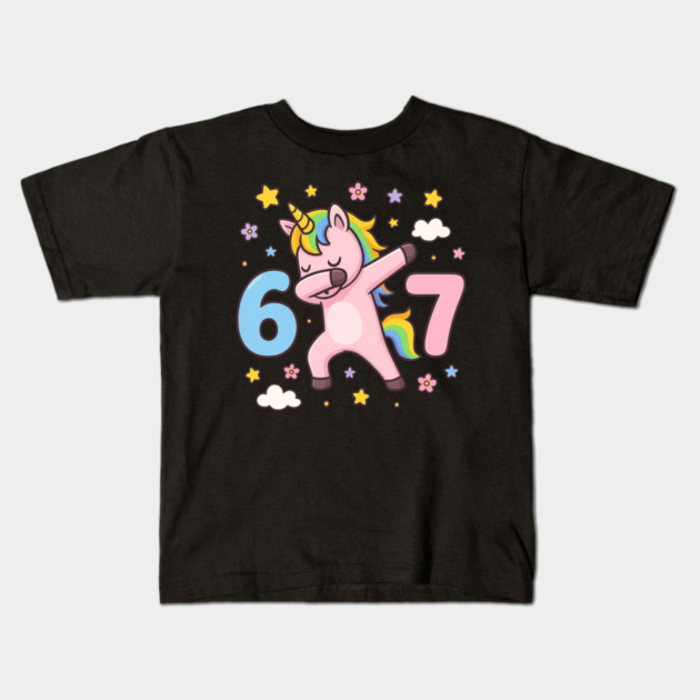 67 Meme Unicorn Girl Six Seven Brainrot Cute Gen Alpha Design Kids T-Shirt by ArtistTee ⭐⭐⭐⭐⭐