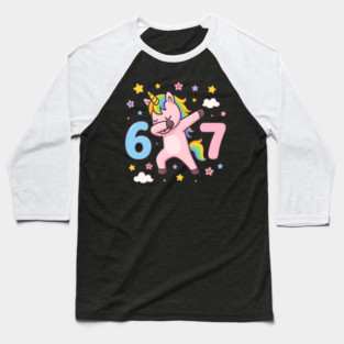 67 Meme Unicorn Girl Six Seven Brainrot Cute Gen Alpha Design Baseball T-Shirt