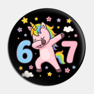 67 Meme Unicorn Girl Six Seven Brainrot Cute Gen Alpha Design Pin