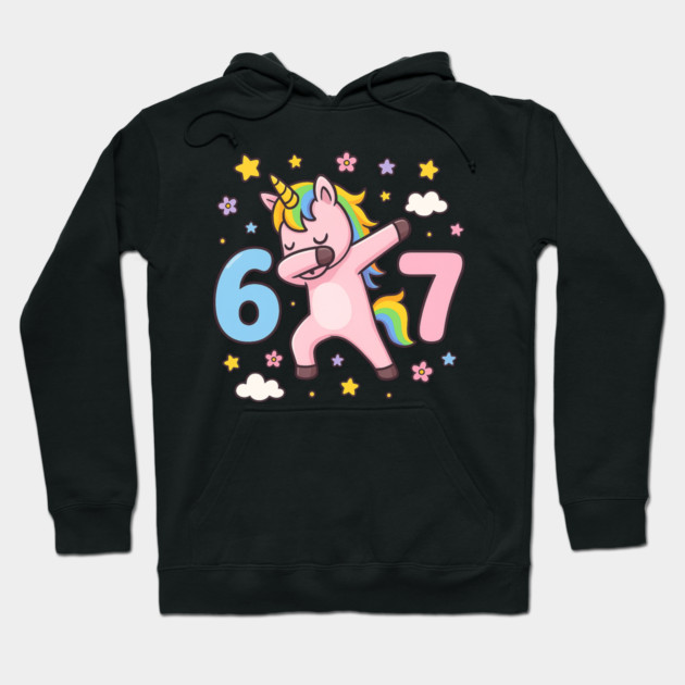67 Meme Unicorn Girl Six Seven Brainrot Cute Gen Alpha Design Hoodie by ArtistTee ⭐⭐⭐⭐⭐