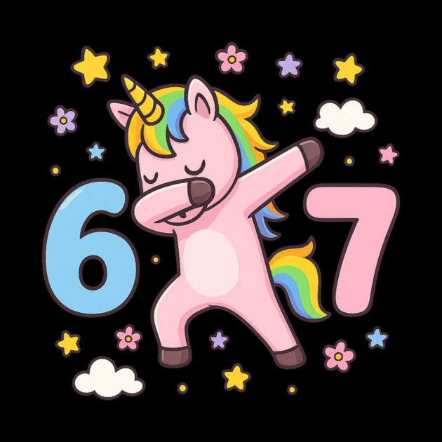 67 Meme Unicorn Girl Six Seven Brainrot Cute Gen Alpha Design by ArtistTee ⭐⭐⭐⭐⭐