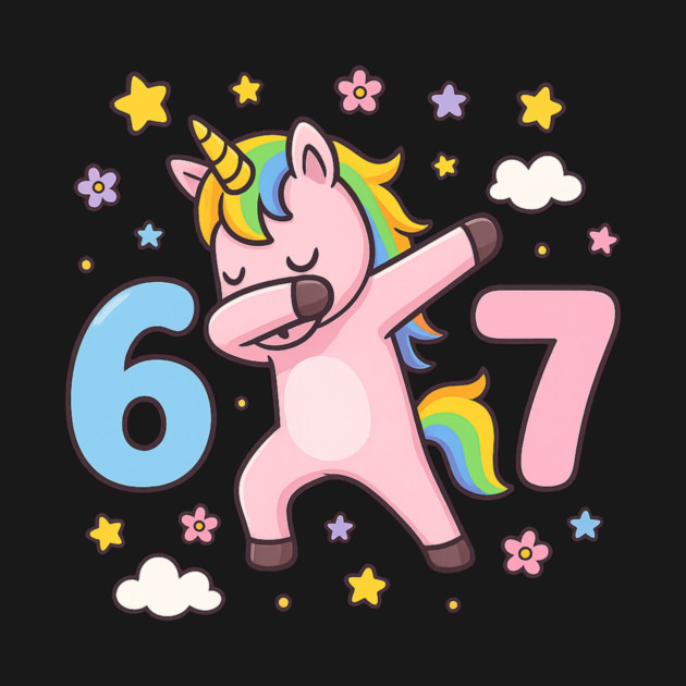 67 Meme Unicorn Girl Six Seven Brainrot Cute Gen Alpha Design by ArtistTee ⭐⭐⭐⭐⭐