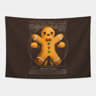 Funny Vitruvian Gingerbread Man Tapestry