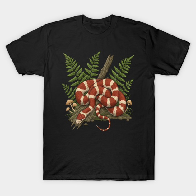 Eastern Milk Snake with Woodland Ferns T-Shirt by BirdsnStuff