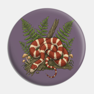 Eastern Milk Snake with Woodland Ferns Pin