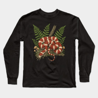 Eastern Milk Snake with Woodland Ferns Long Sleeve T-Shirt