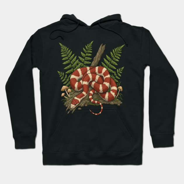 Eastern Milk Snake with Woodland Ferns Hoodie by BirdsnStuff
